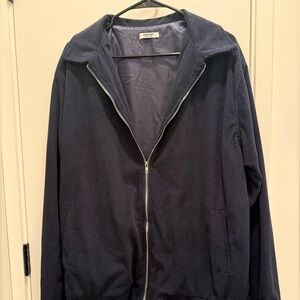 Navy Blue Zip-Up Jacket corduroy